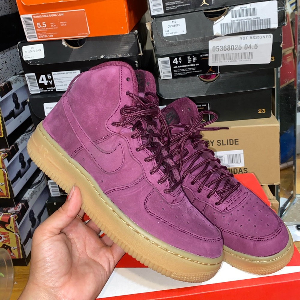 Burgundy air forces with gum bottom